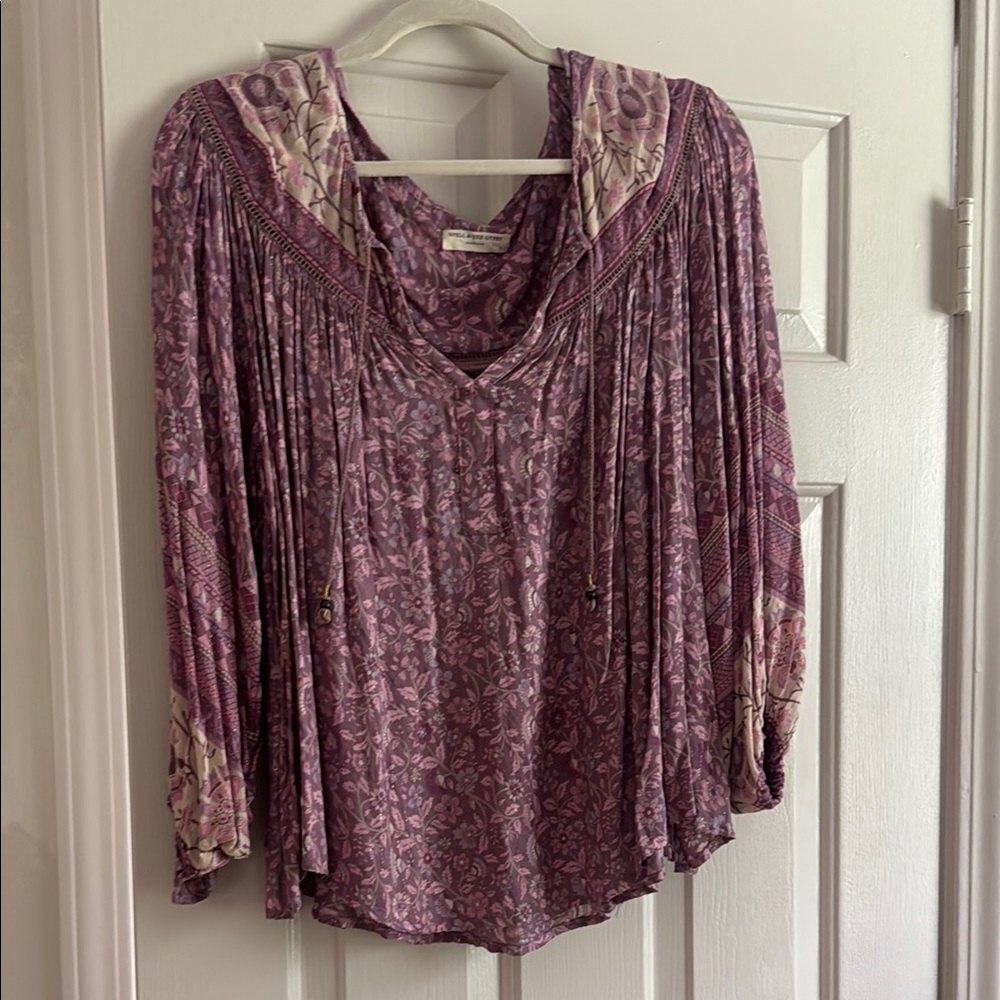 Spell Dusty Plum Floral Peasant Tunic